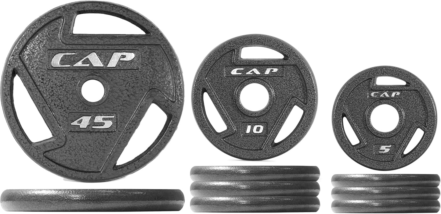 CAP Barbell Olympic Cast Iron Plate Weight Set for Workouts
