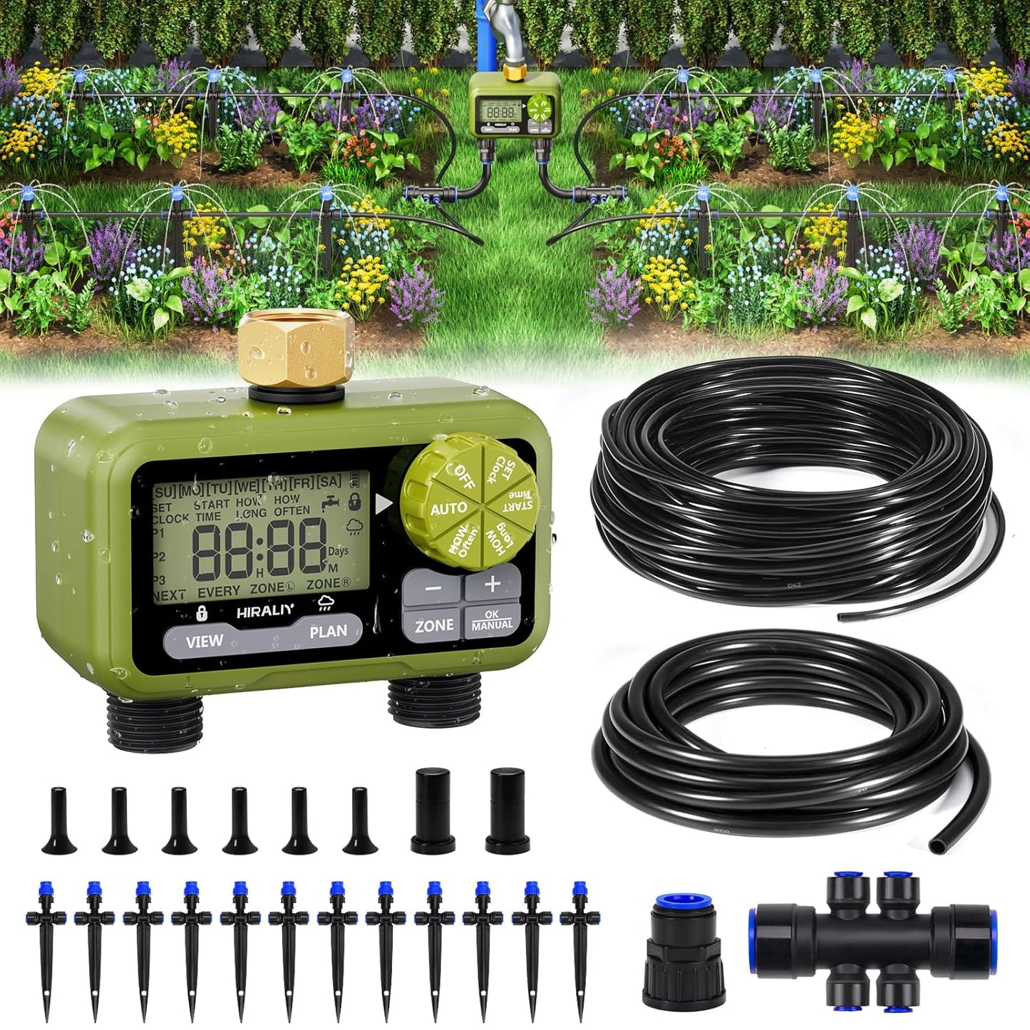 HIRALIY 50FT Drip Irrigation Kit for Efficient Garden Watering