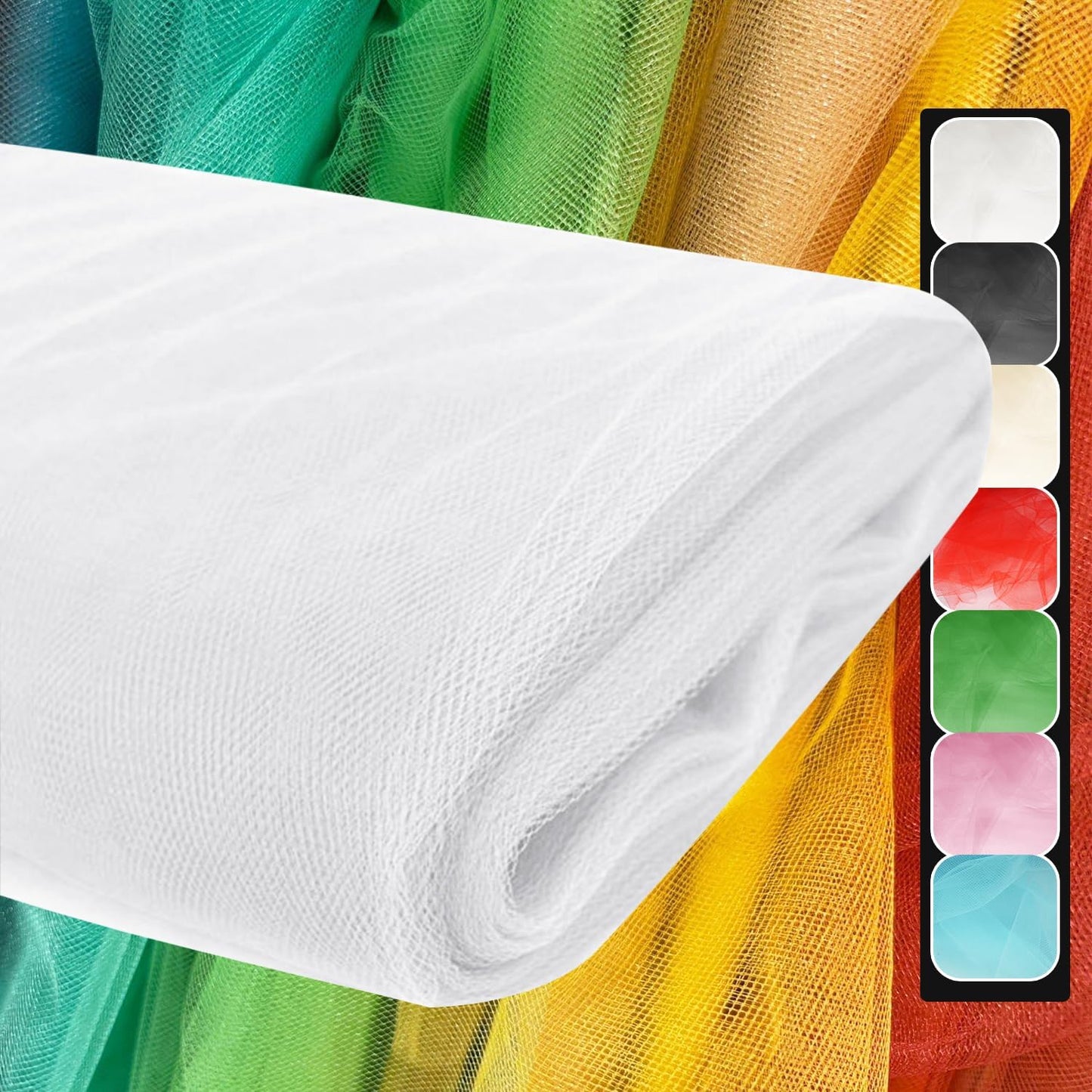 108 Inch White Tulle Fabric Roll for Wedding and Party Decor