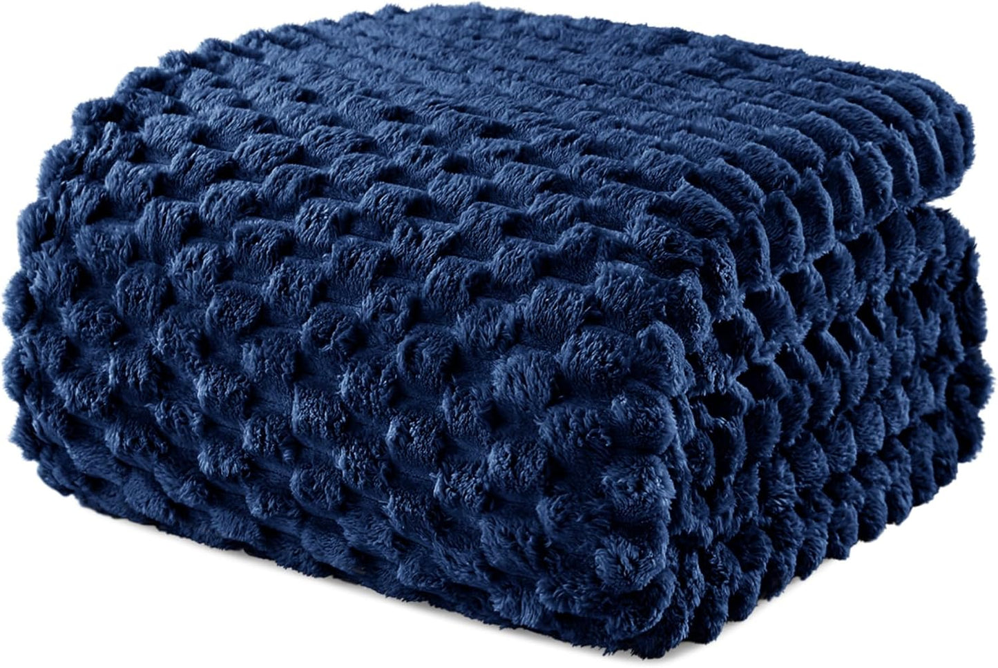 Cozy King Size Fleece Blanket for Bed, Stylish Navy Blue