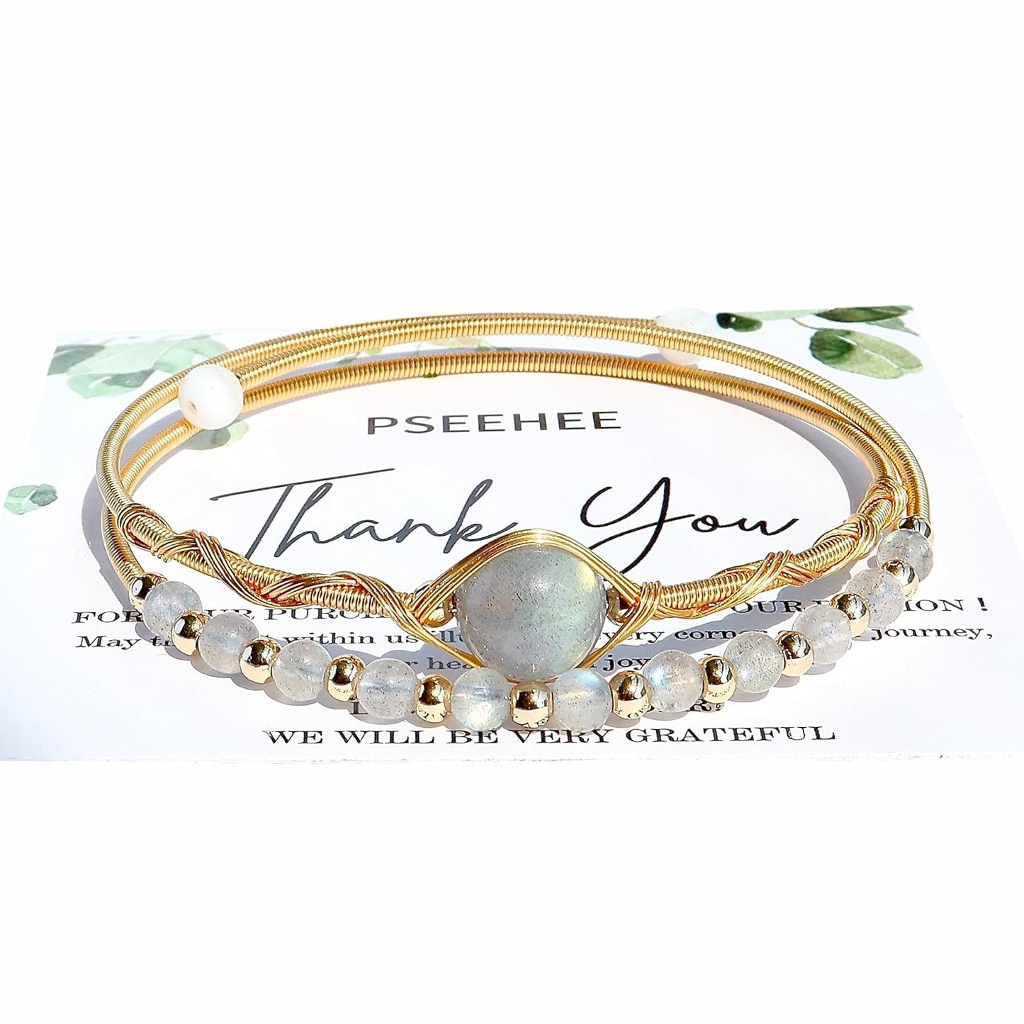 Handmade Genuine Rainbow Moonstone Bracelet by PSEEHEE