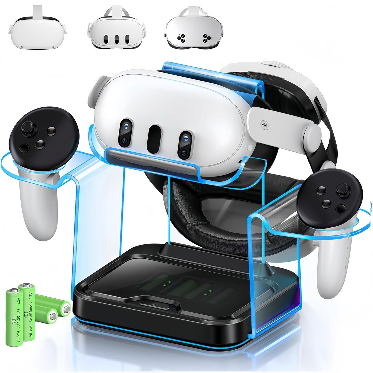 Charging Dock for Oculus Quest 3/3S/2 with Rechargeable Batteries