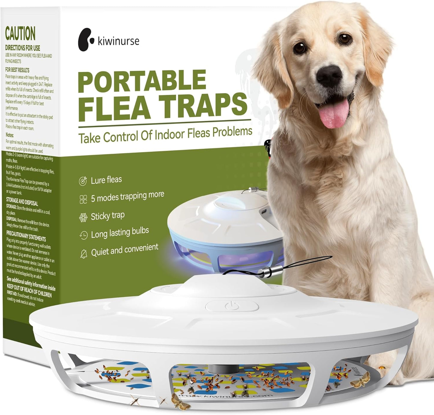 Indoor Portable Flea Trap with UV Lights and Sticky Glue Cards