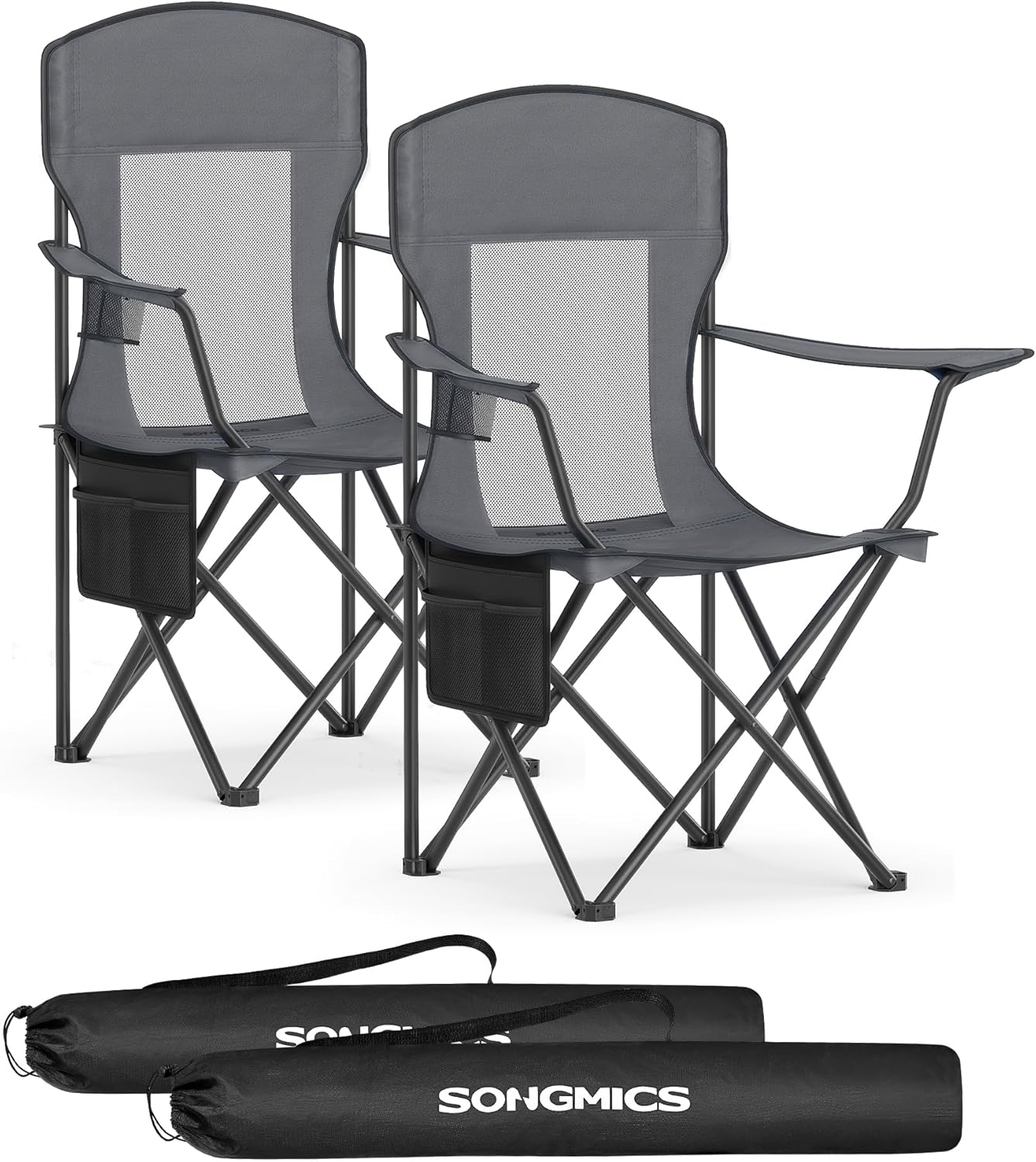 SONGMICS Breathable Camping Chairs Set of 2 for Outdoor Use