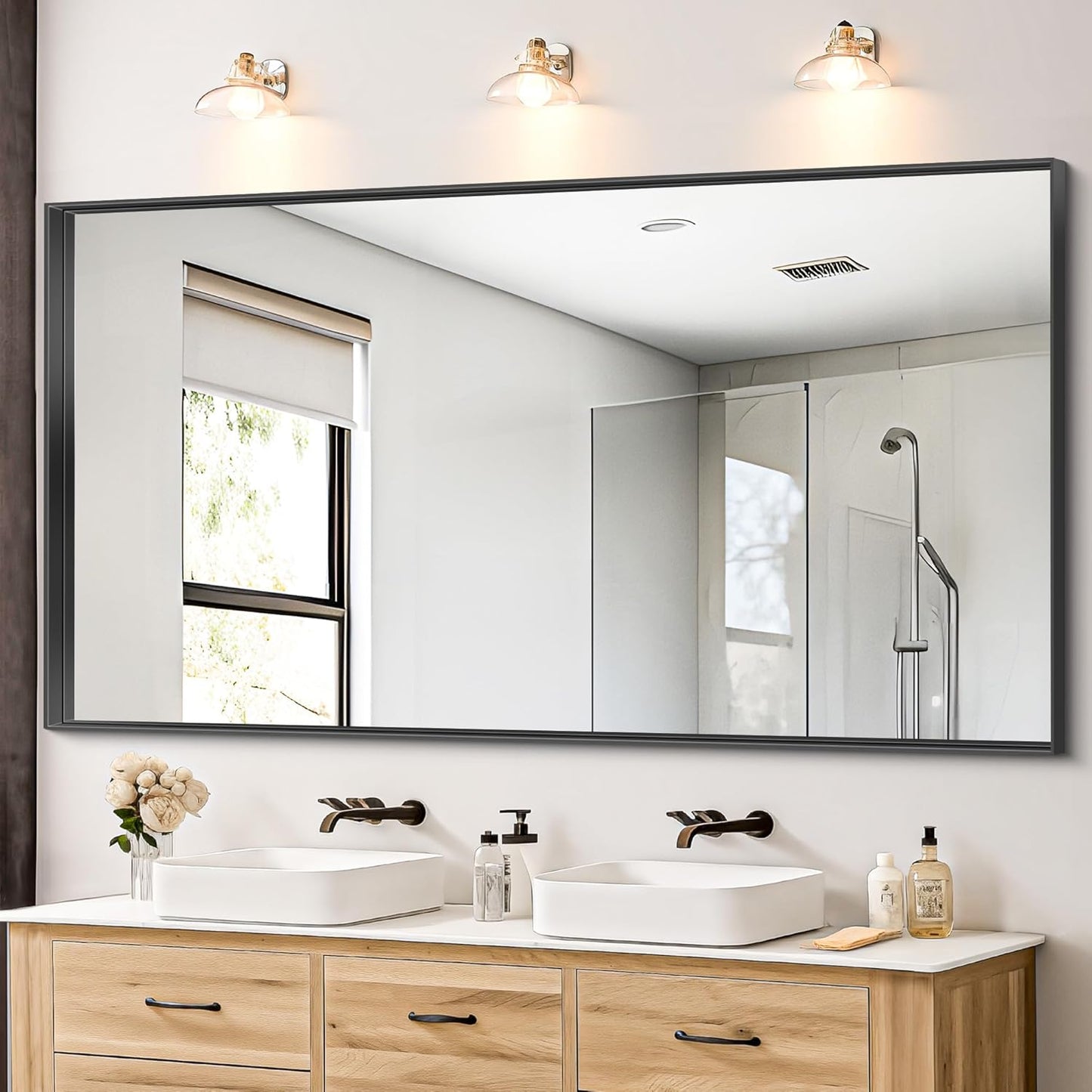 72x36 Inch Black Bathroom Vanity Mirror for Stylish Decor