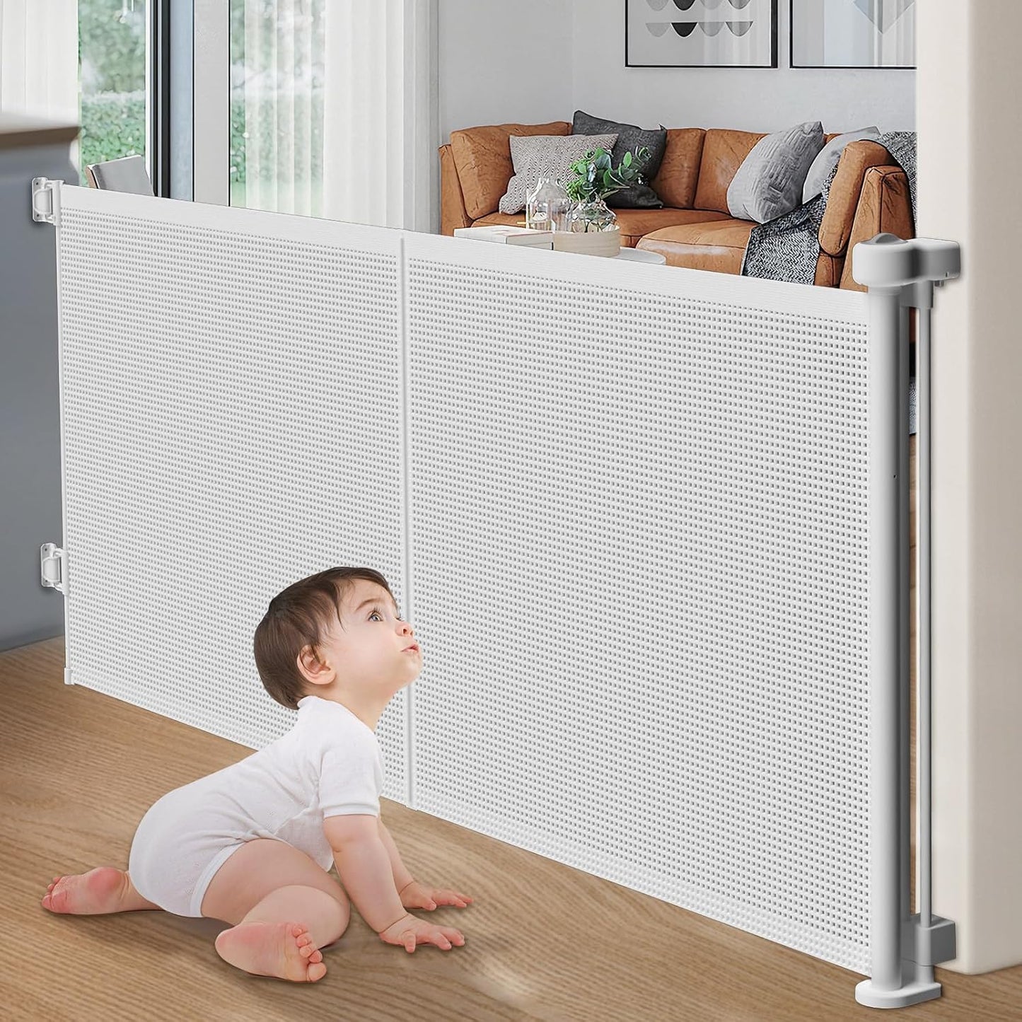 Upgrade Retractable Baby Gates for Pets and Kids, 35in Tall