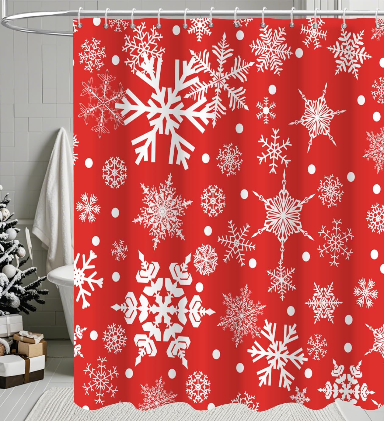 Winter Wonderland Snowflake Shower Curtain - Festive Holiday Decor 72x72