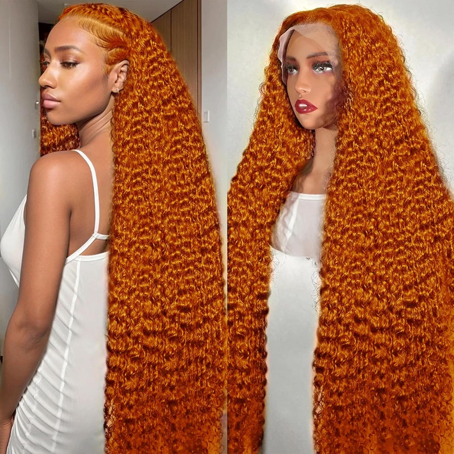 Ginger Wig Human Hair 13x4 Deep Wave Lace Front Wig 28in