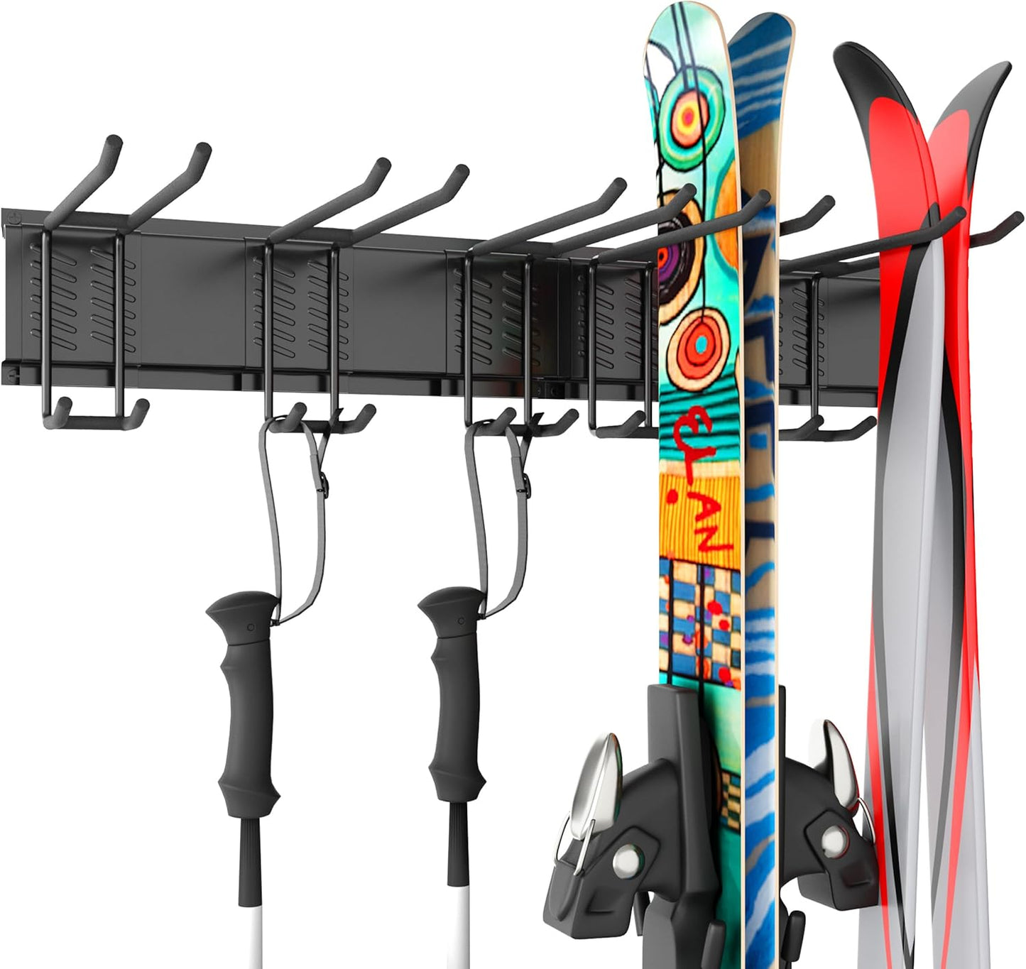 Houseables Ski Rack Wall Mount: Organize 5 Pairs!