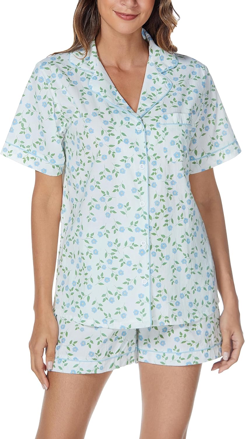 LUBOT 100% Cotton Pajamas for Women - Stylish Summer Sleepwear