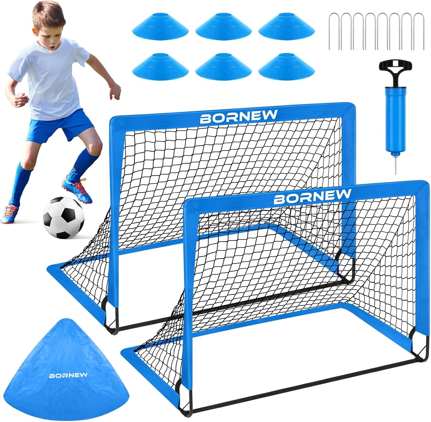 Kids Soccer Goal for Backyard Set - Portable Soccer Nets