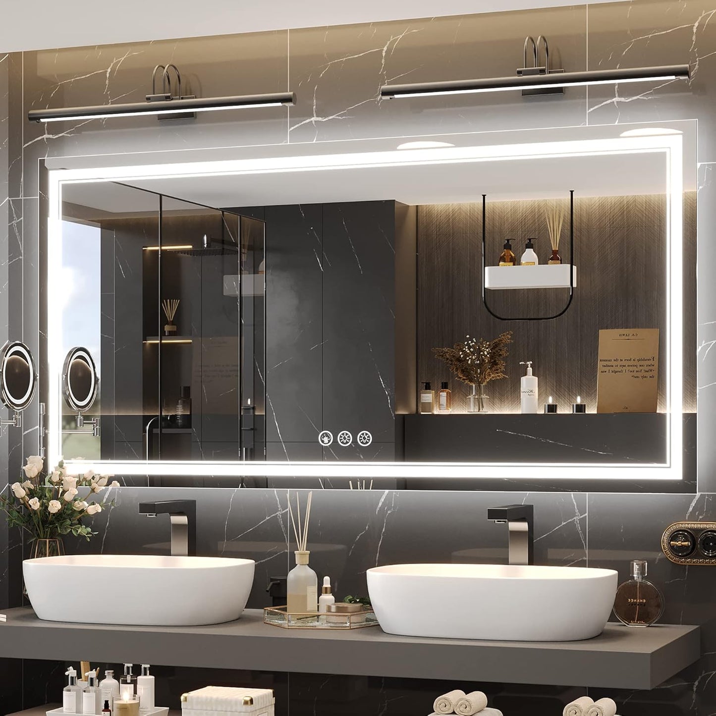 72x36 Inch LED Bathroom Mirror with Anti-Fog and Dimmable Lights