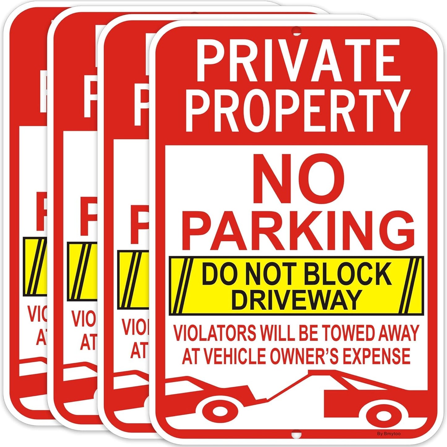 4Pack Large No Parking Sign for Private Property Protection