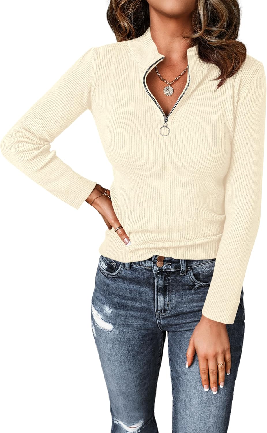 PRETTYGARDEN Fall Quarter Zip Pullover Sweaters for Women
