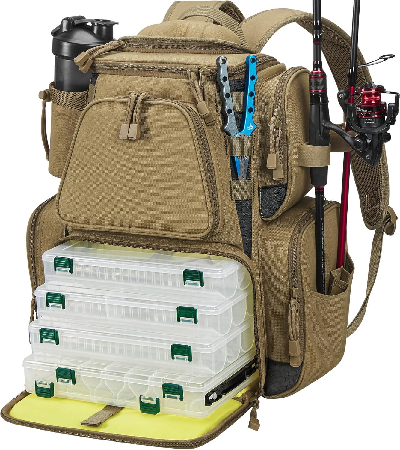 Piscifun Fishing Tackle Backpack with 4 Trays for Anglers