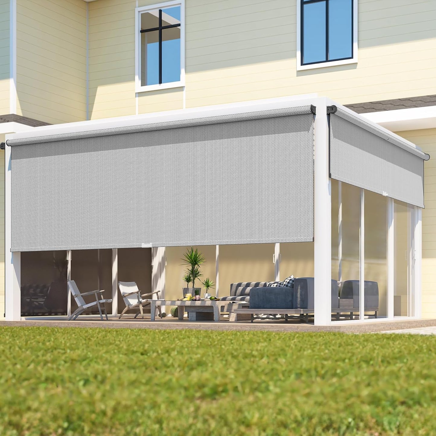 Outdoor Roller Shade for Patio with 95% UV Protection and Privacy