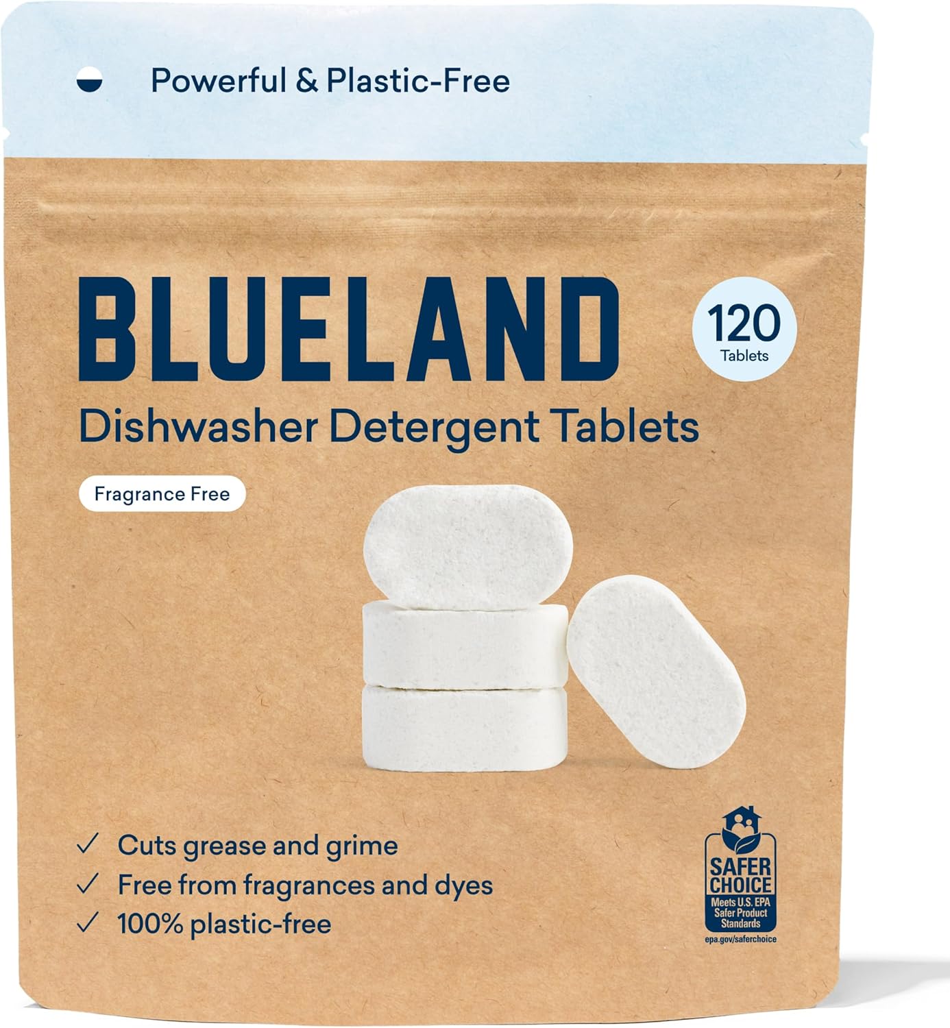 120 Plastic-Free Dishwasher Tablets by BLUELAND