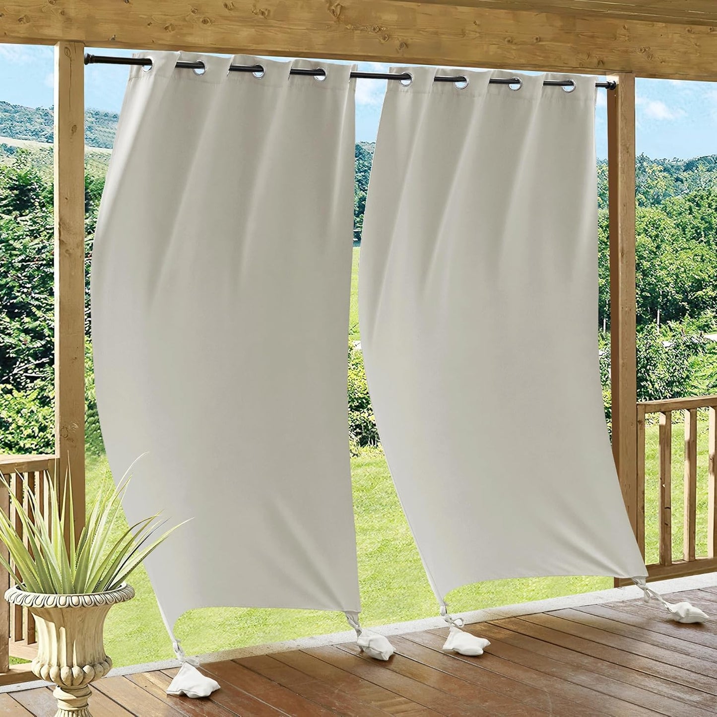 RYB HOME Outdoor Curtains Waterproof Blackout Drapes for Patio