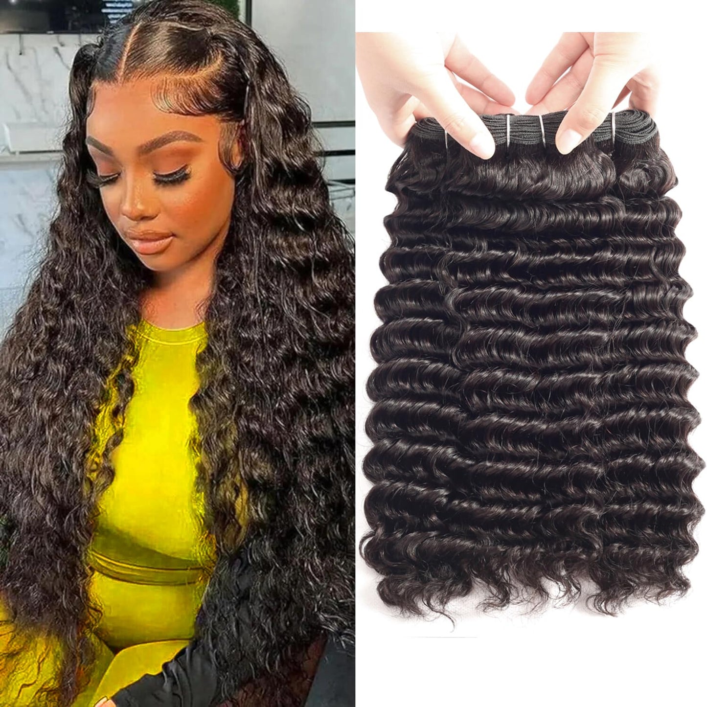 Deep Wave Human Hair Bundles for Natural Black Curly Styles