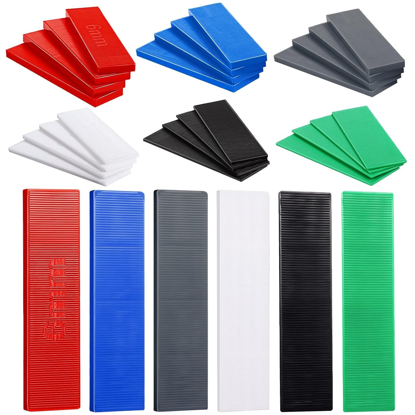 Plastic Flat Shims for Leveling - 300 Pcs in 6 Colors