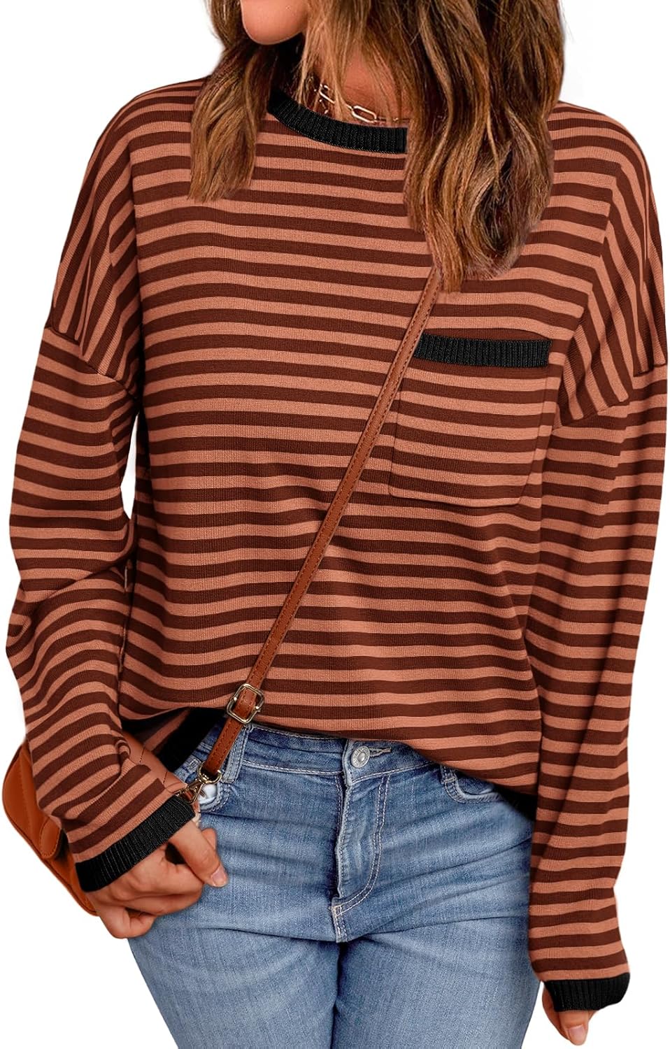 LILLUSORY Womens Striped Soft Knit Pullover Sweater for Style