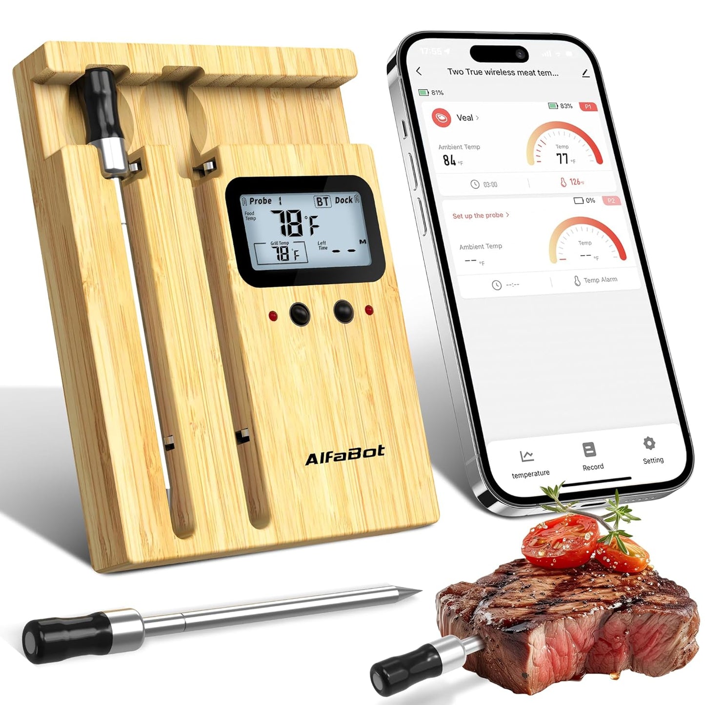 Wireless Smart Meat Thermometer - Monitor Remotely