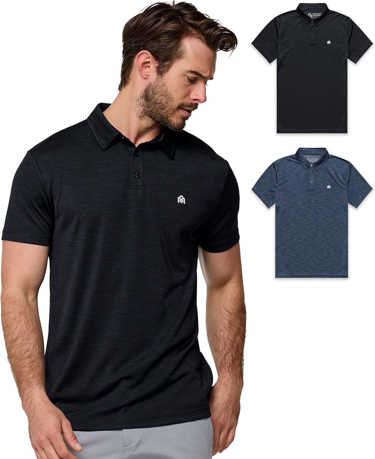 INTO THE AM Performance Dri Fit Polo Shirts for Men S-4XL