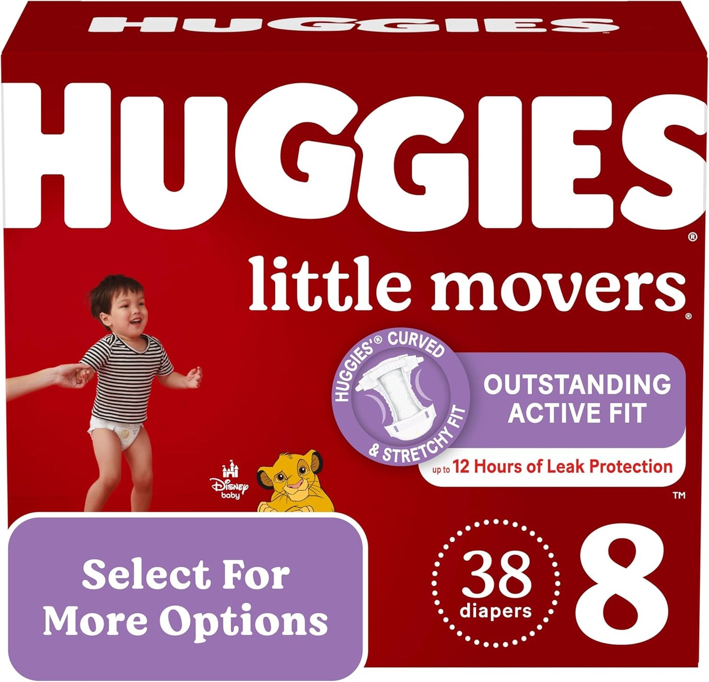 Huggies Size 8 Little Movers Baby Diapers - Ultra Absorbent!
