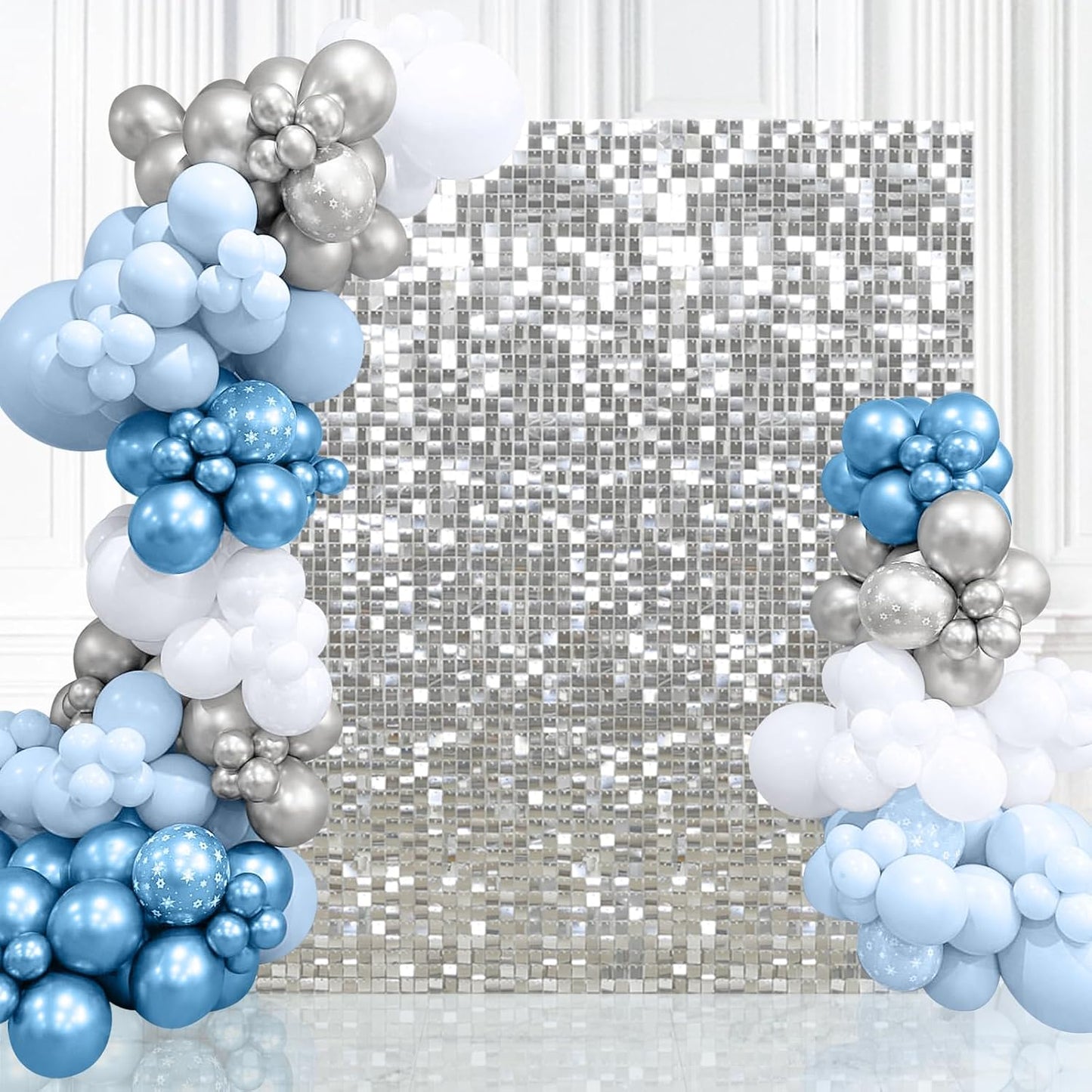 Silver Shimmer Wall Backdrop Panel for Stunning Party Decor