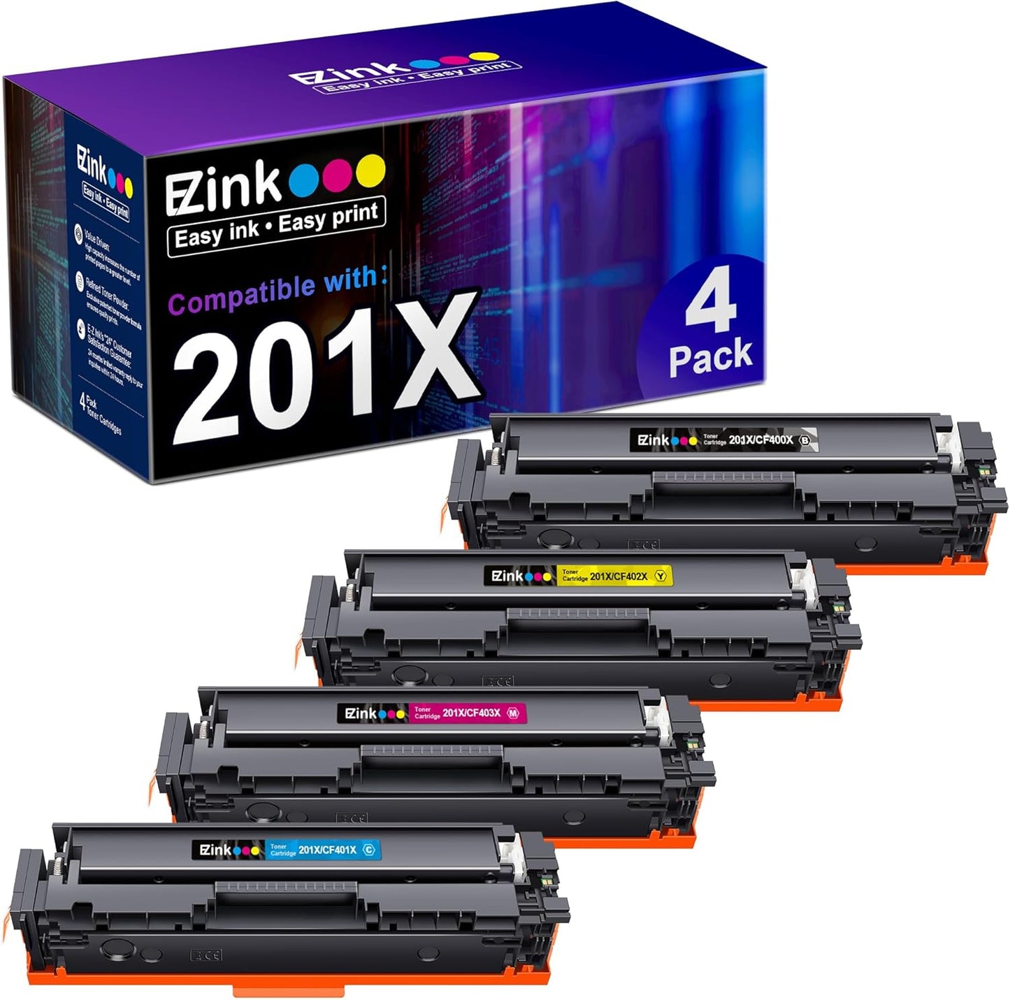High Yield E-Z Ink 201X Toner 4 Pack - HP Compatible