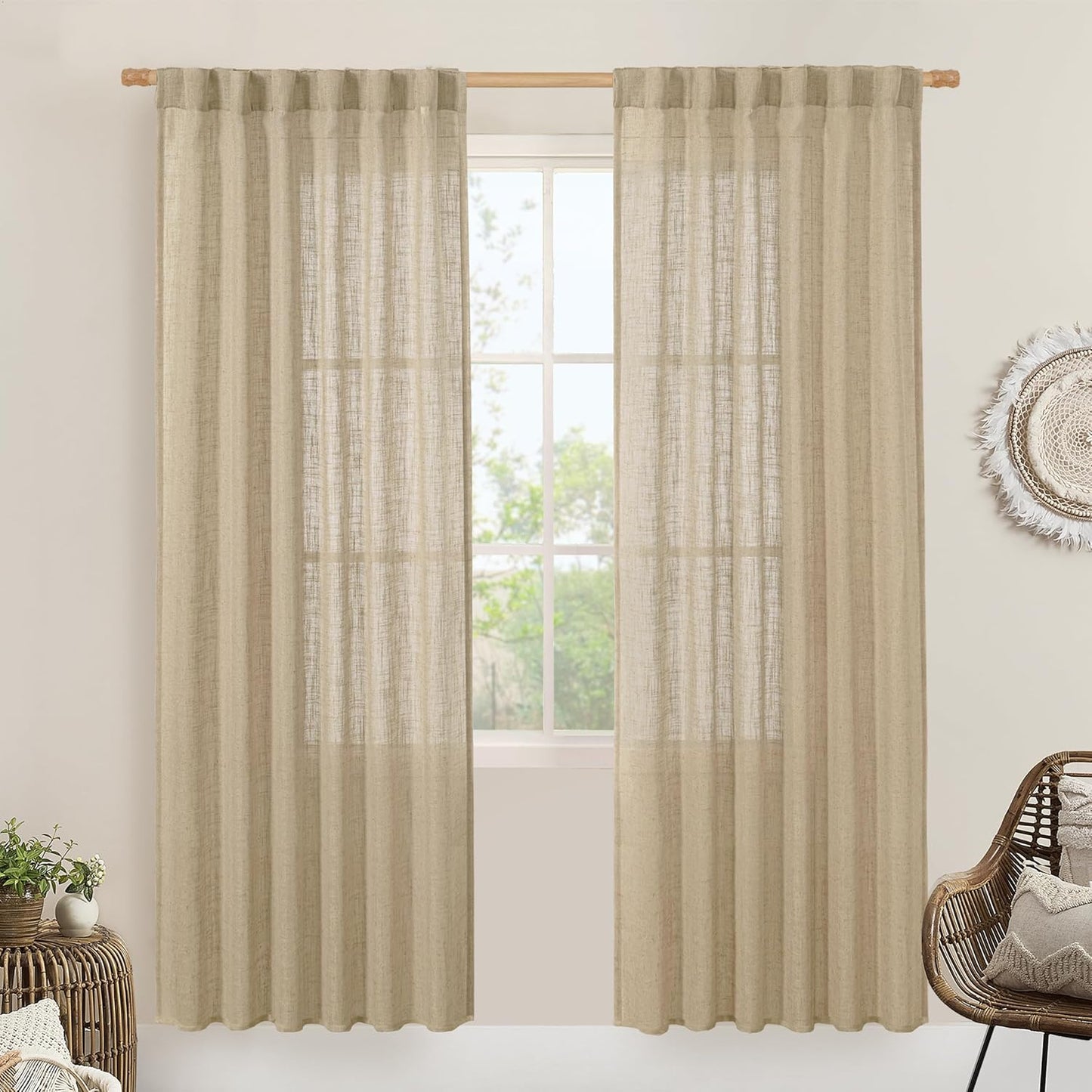 Light Filtering Linen Curtains for Bedroom and Living Room Decor