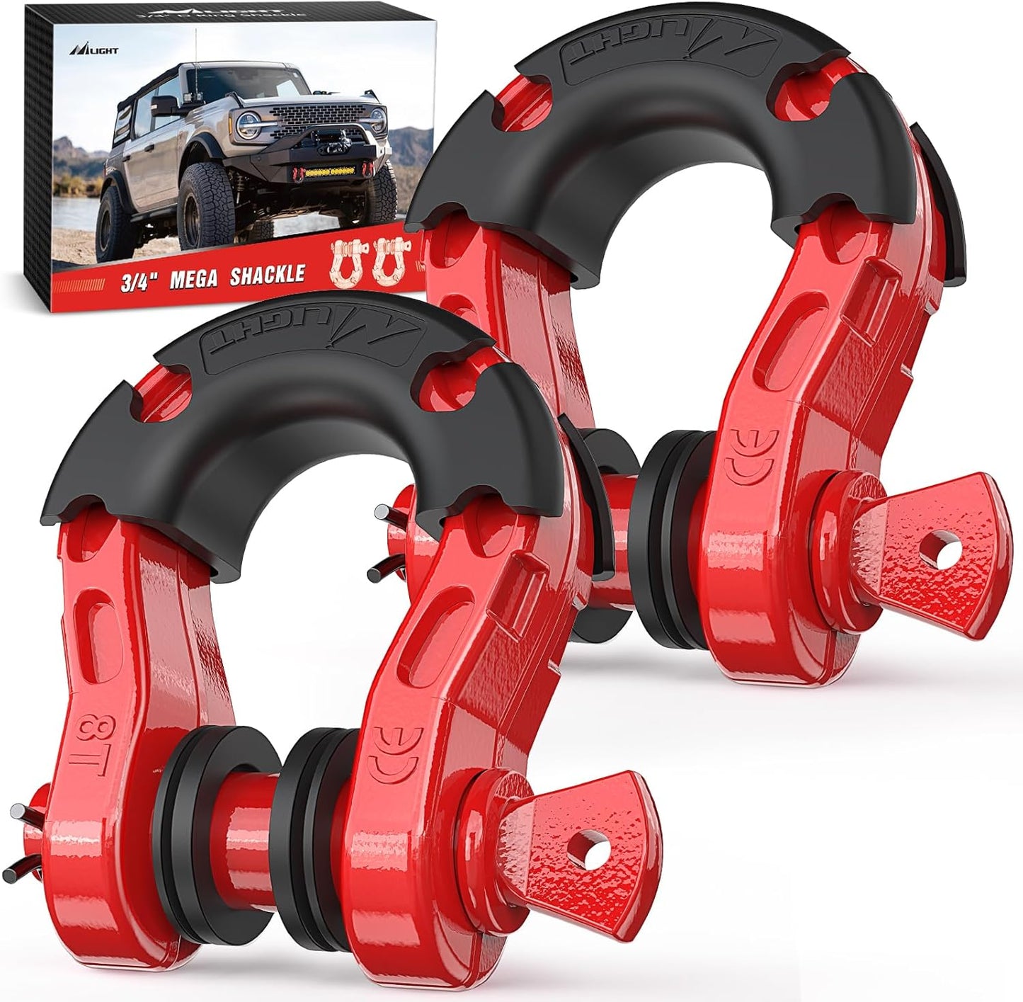 Nilight 3/4in Mega D-Ring Shackles for Heavy Duty Recovery