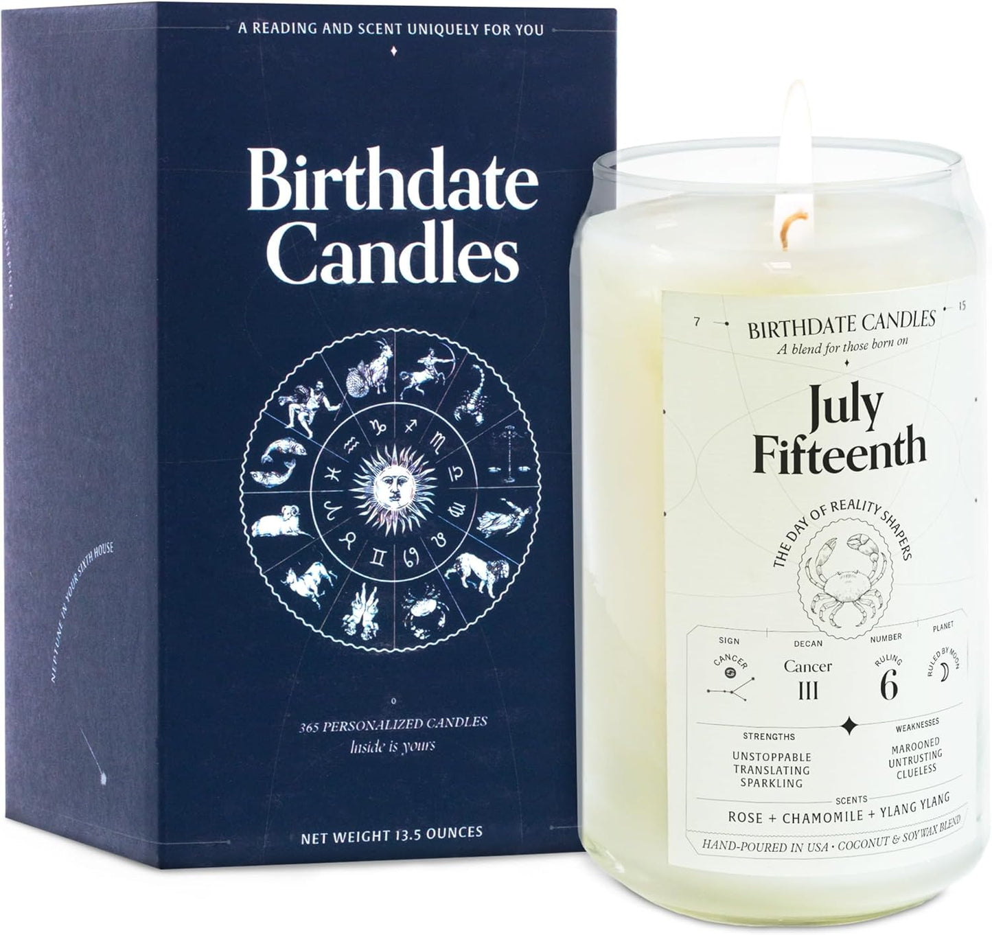 July 15 Birthday Candle - Cancer Zodiac Scented Gift for All