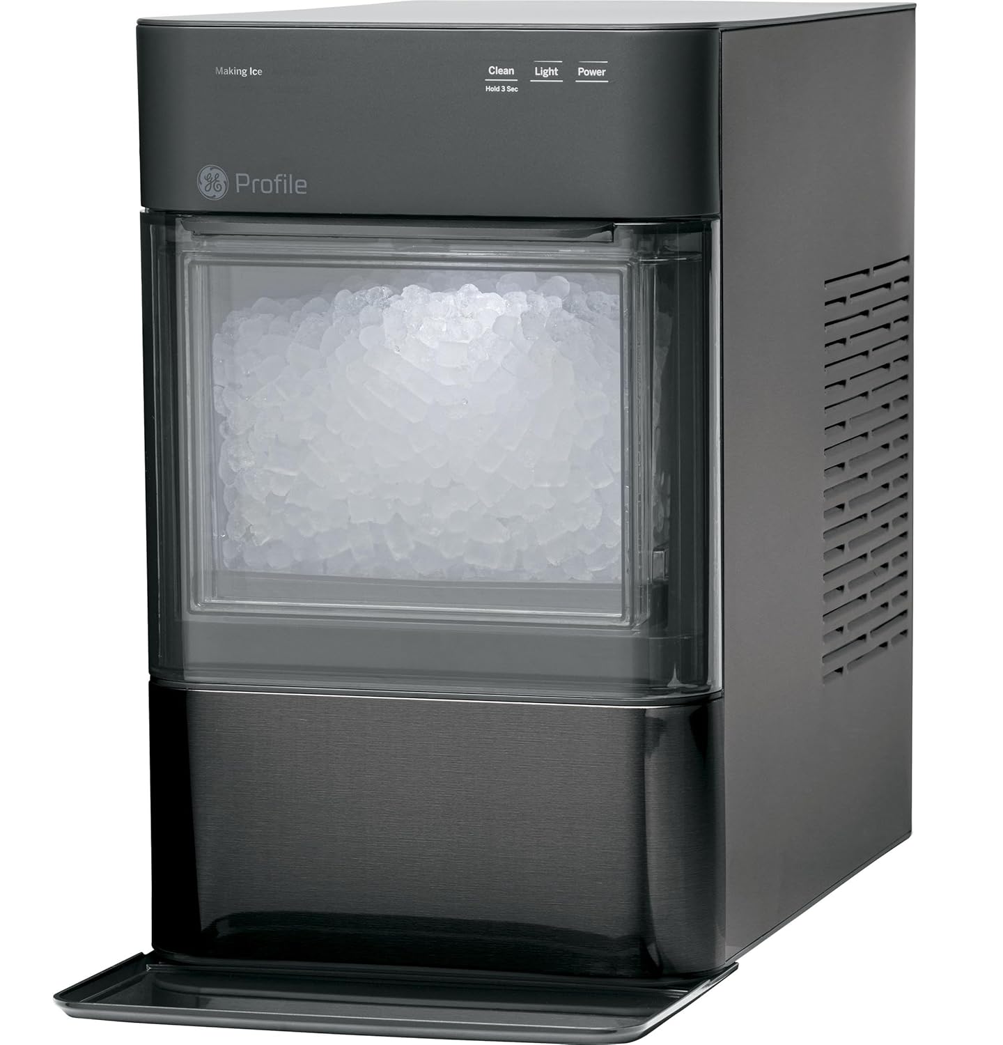 GE Opal 2.0 Nugget Ice Maker: Chewable Crunchable, 38 lbs/24hrs, WiFi, Black Stainless