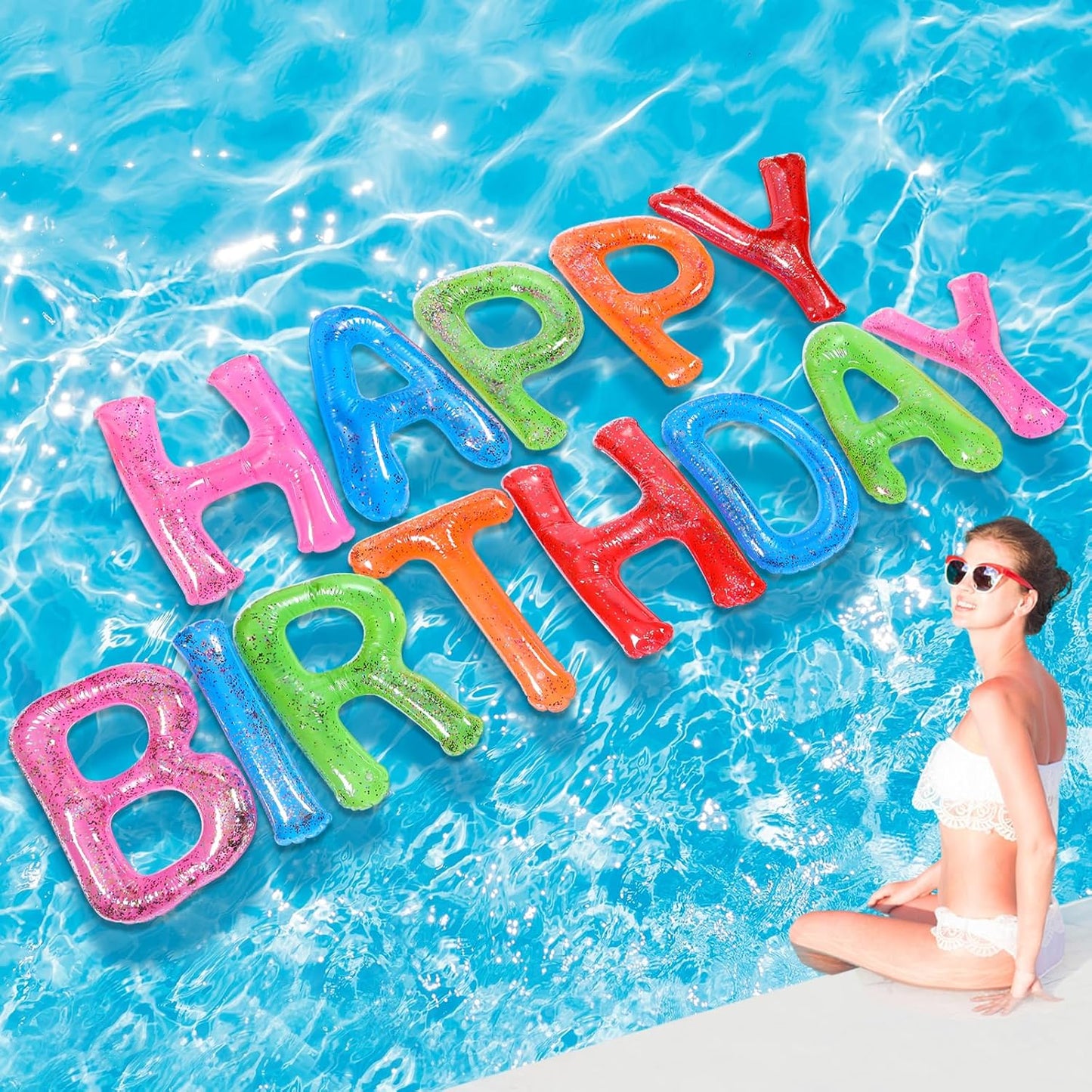 20ft' Happy Birthday Pool Floating Letter Balloons for Parties