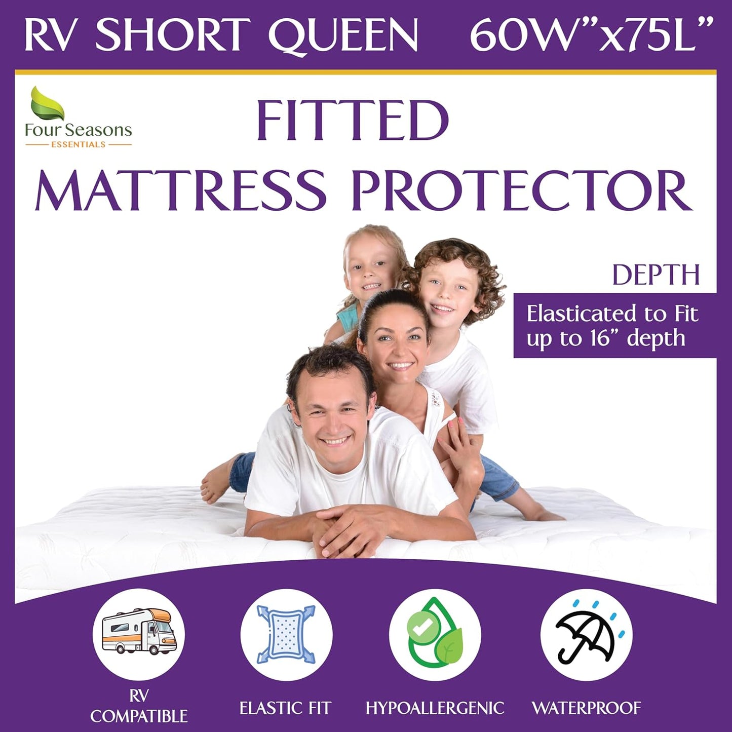 RV Short Queen Mattress Protector - Waterproof & Hypoallergenic