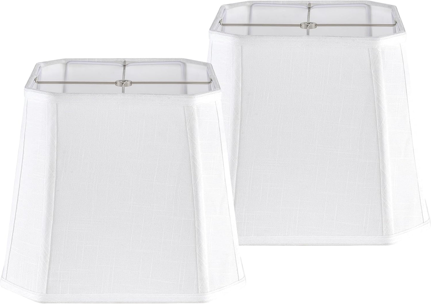 Elegant White Linen Lamp Shades with Square Cut Corners for Style