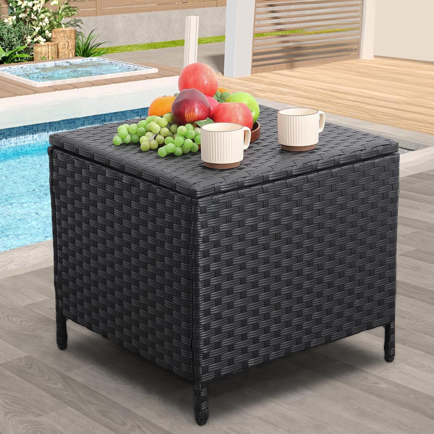 Outdoor Wicker Storage Side Table by Lviden: Stylish & Durable