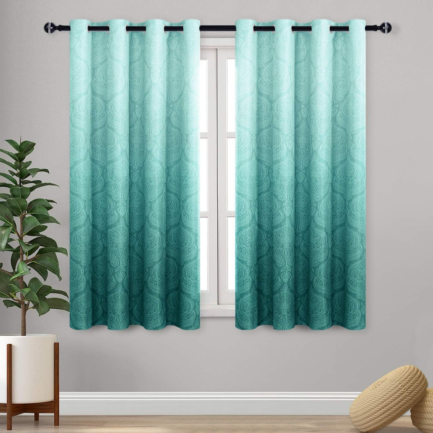 DWCN Ombre Blackout Curtains for Bedroom with Damask Pattern
