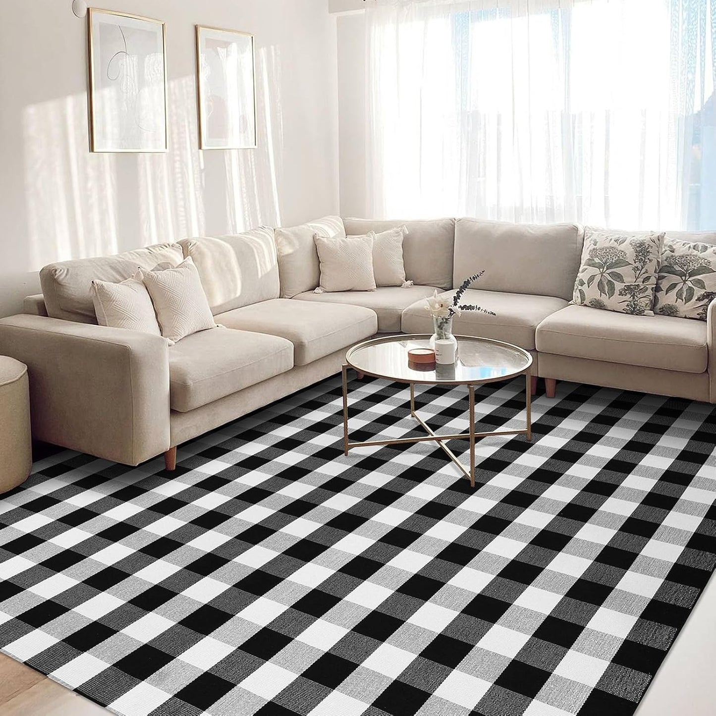 KOZYFLY Buffalo Plaid Area Rug 8 x 10 Ft for Living Room