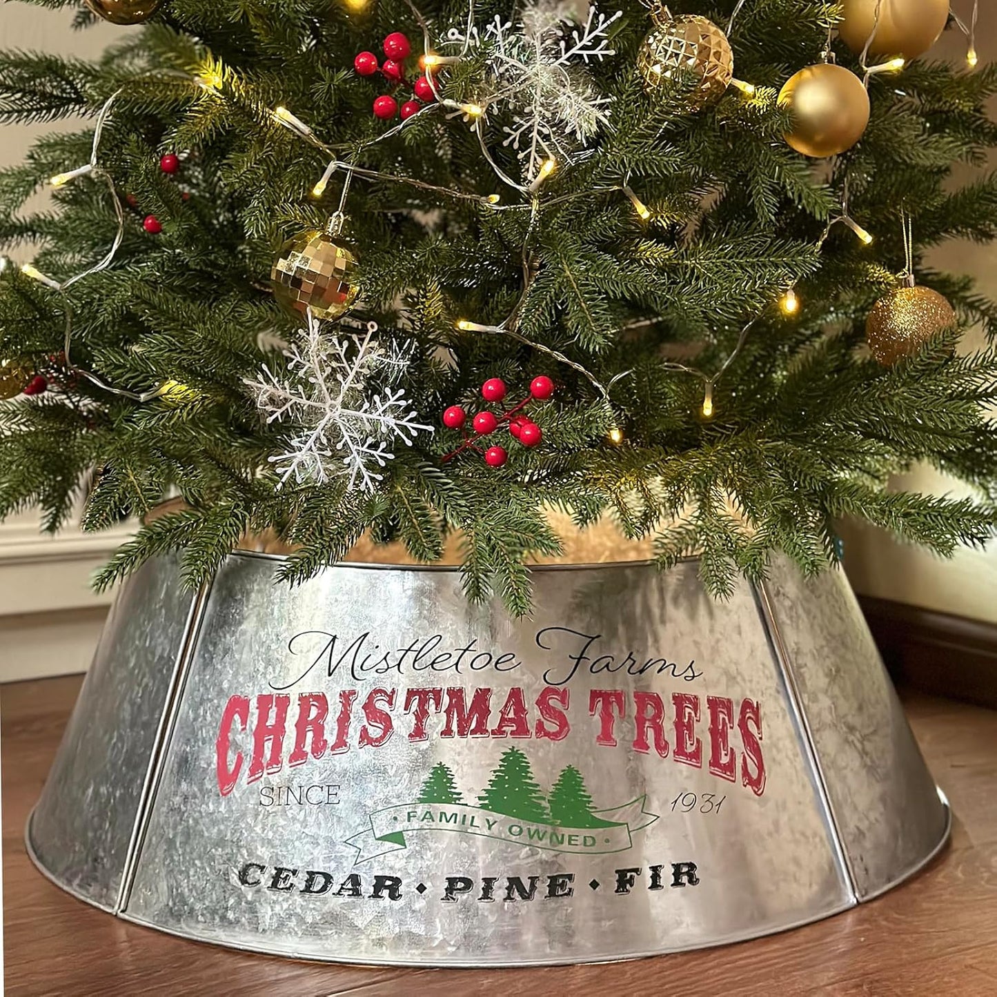 29 Galvanized Christmas Tree Collar for Pencil Trees and More