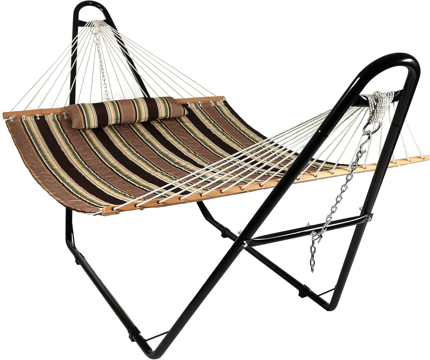 Sunnydaze Double Quilted Fabric Hammock with Stand for Two