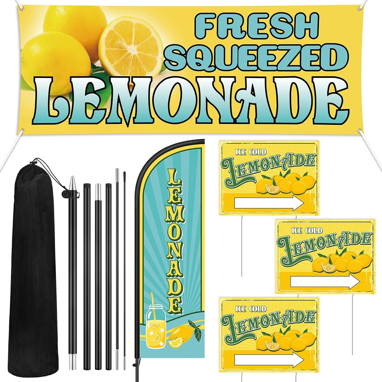 Lemonade Stand Supplies with Swooper Flag and Banner Kit