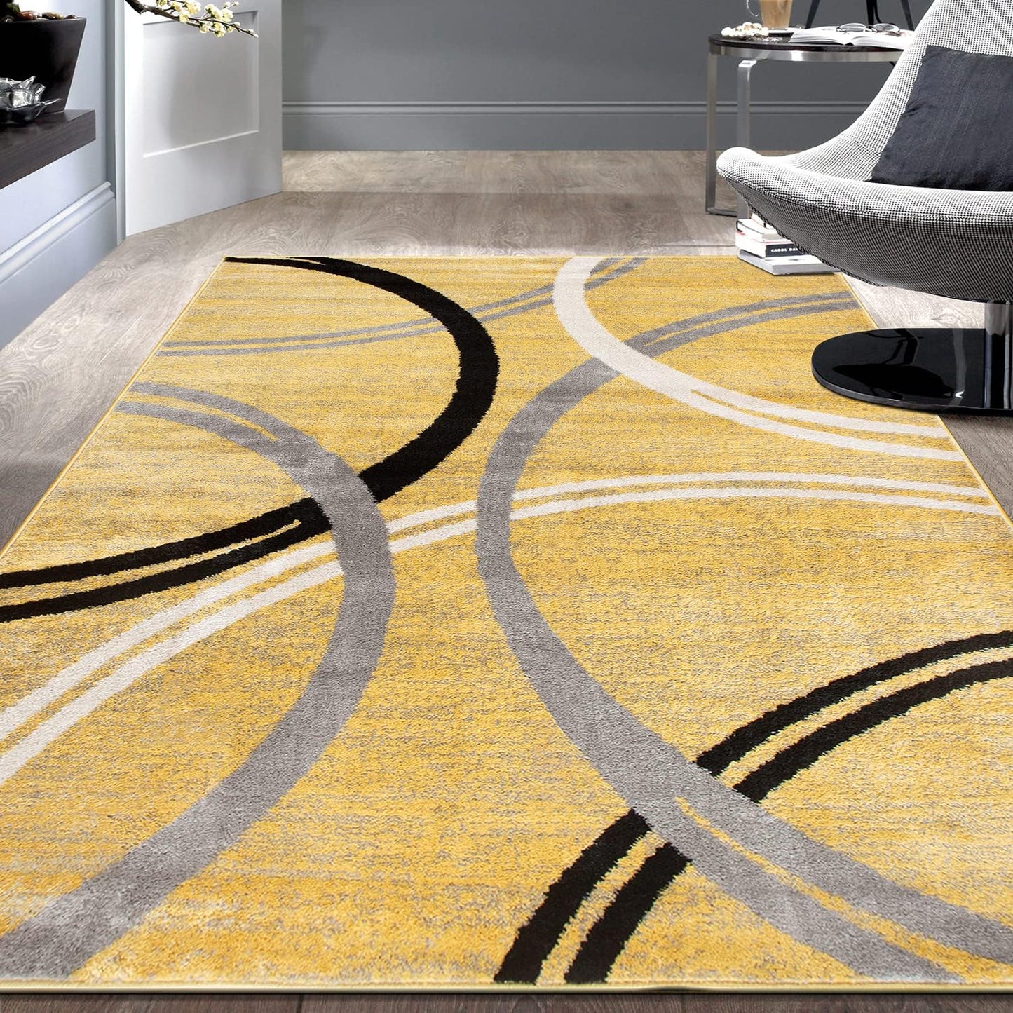 Wavy Circles Design Area Rug for Living Room or Bedroom