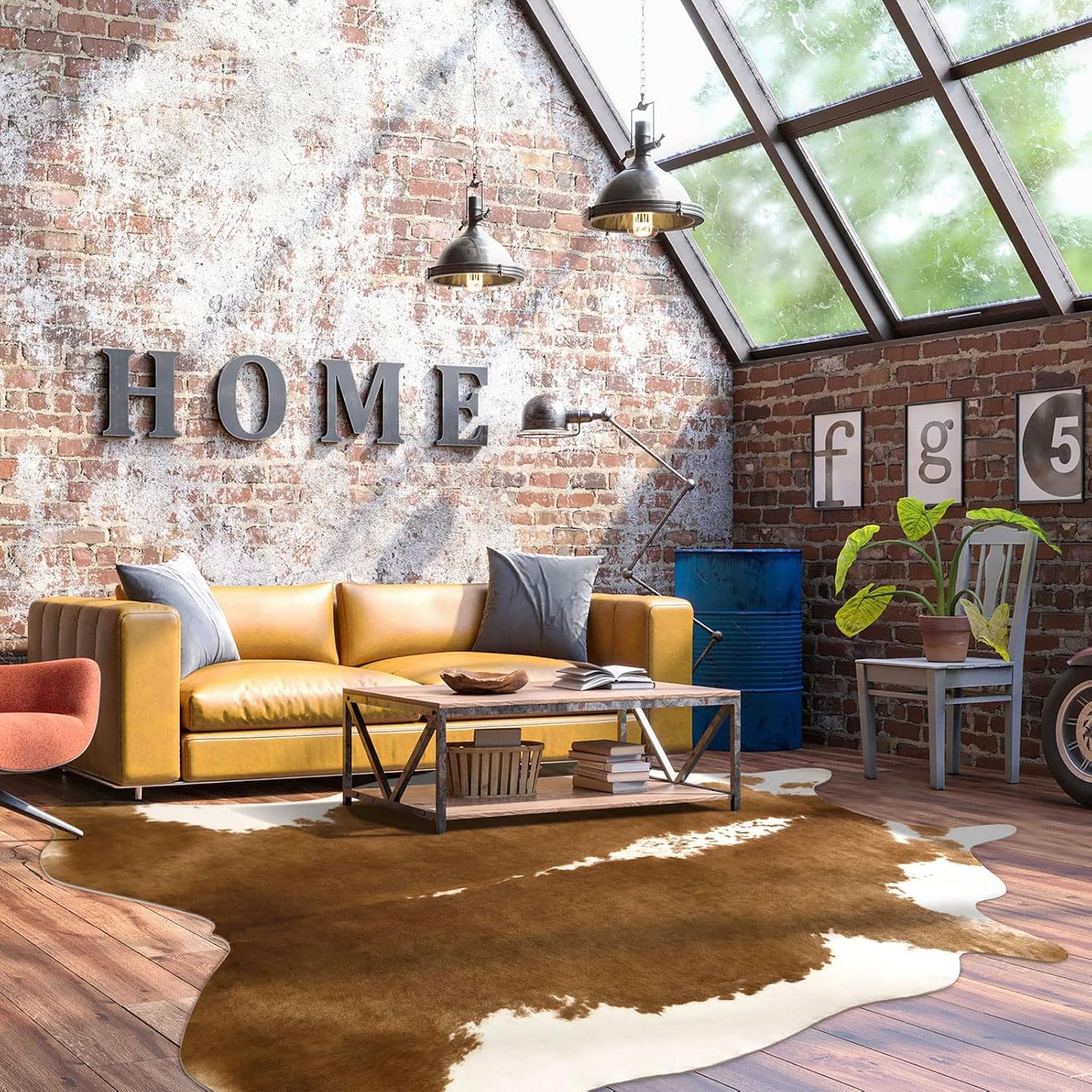 BENRON Premium Cowhide Rug for Living Room and Bedroom Decor