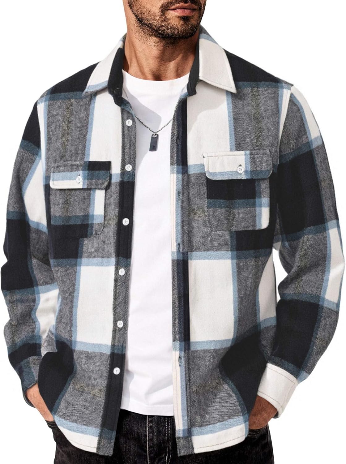 COOFANDY Men's Flannel Shirt Jacket for Casual Wear and Style