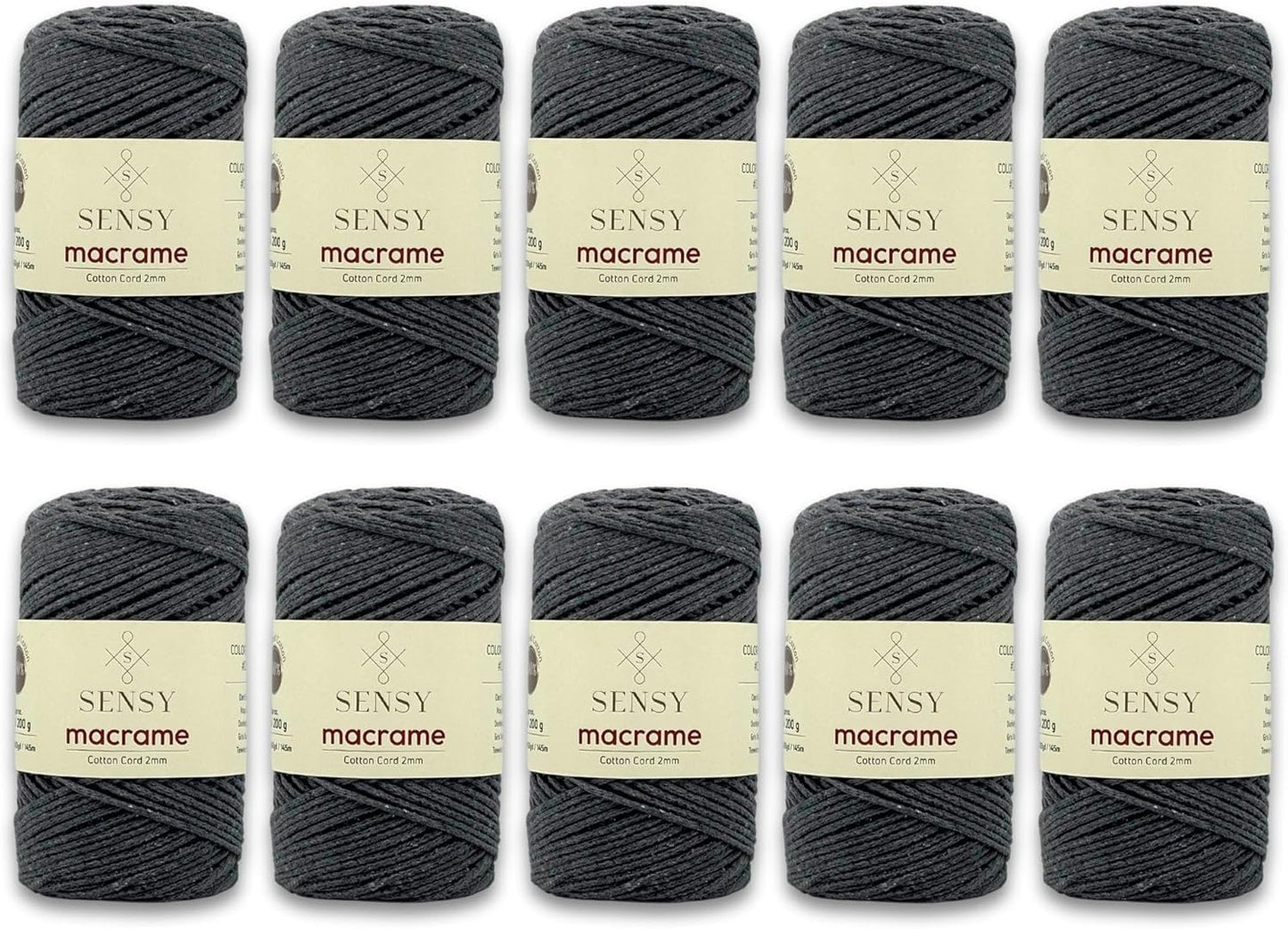 10 Skeins of 2mm Recycled Cotton Macrame Cord for Crafts
