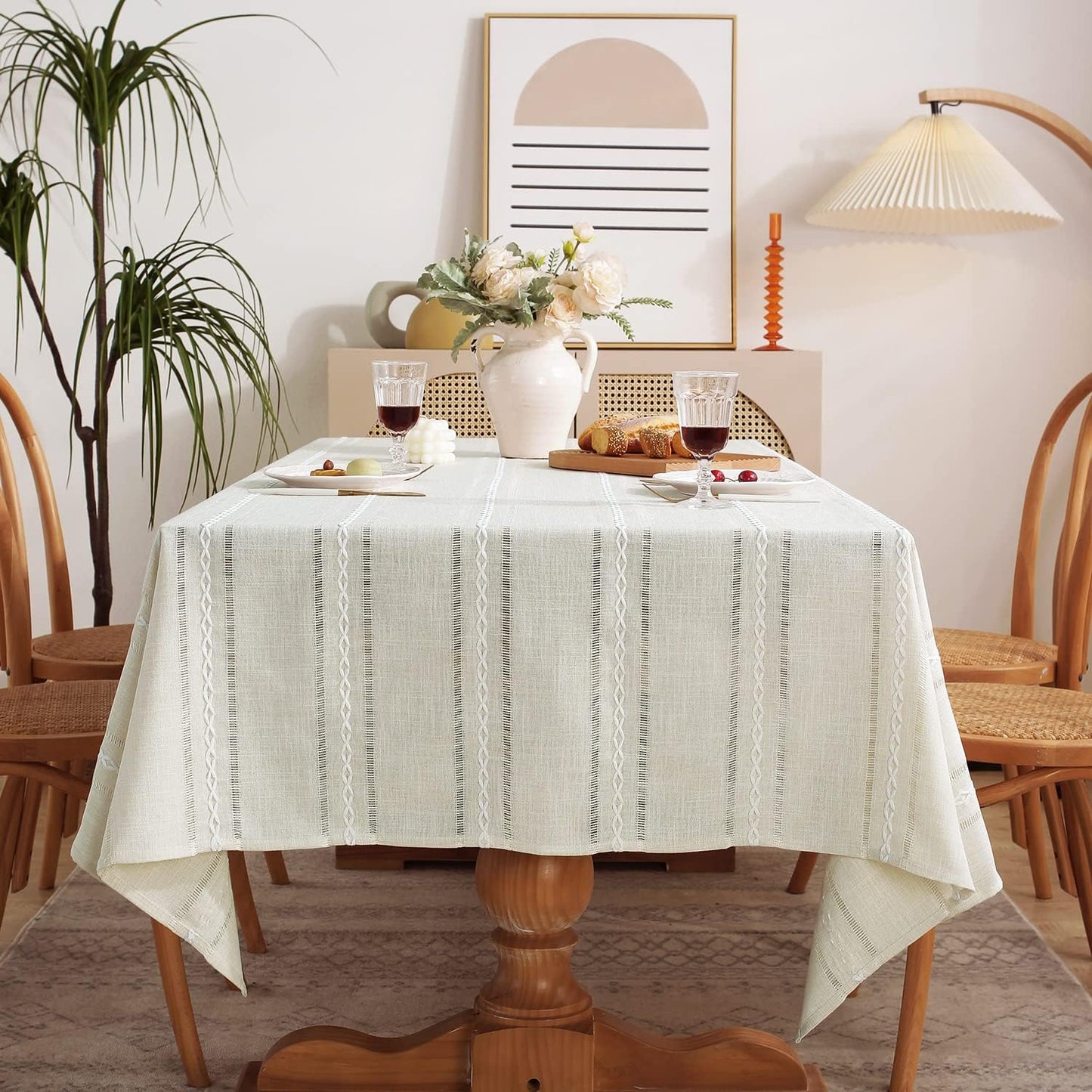 Farmhouse Style Linen Tablecloths for 6 Foot Rectangle Tables