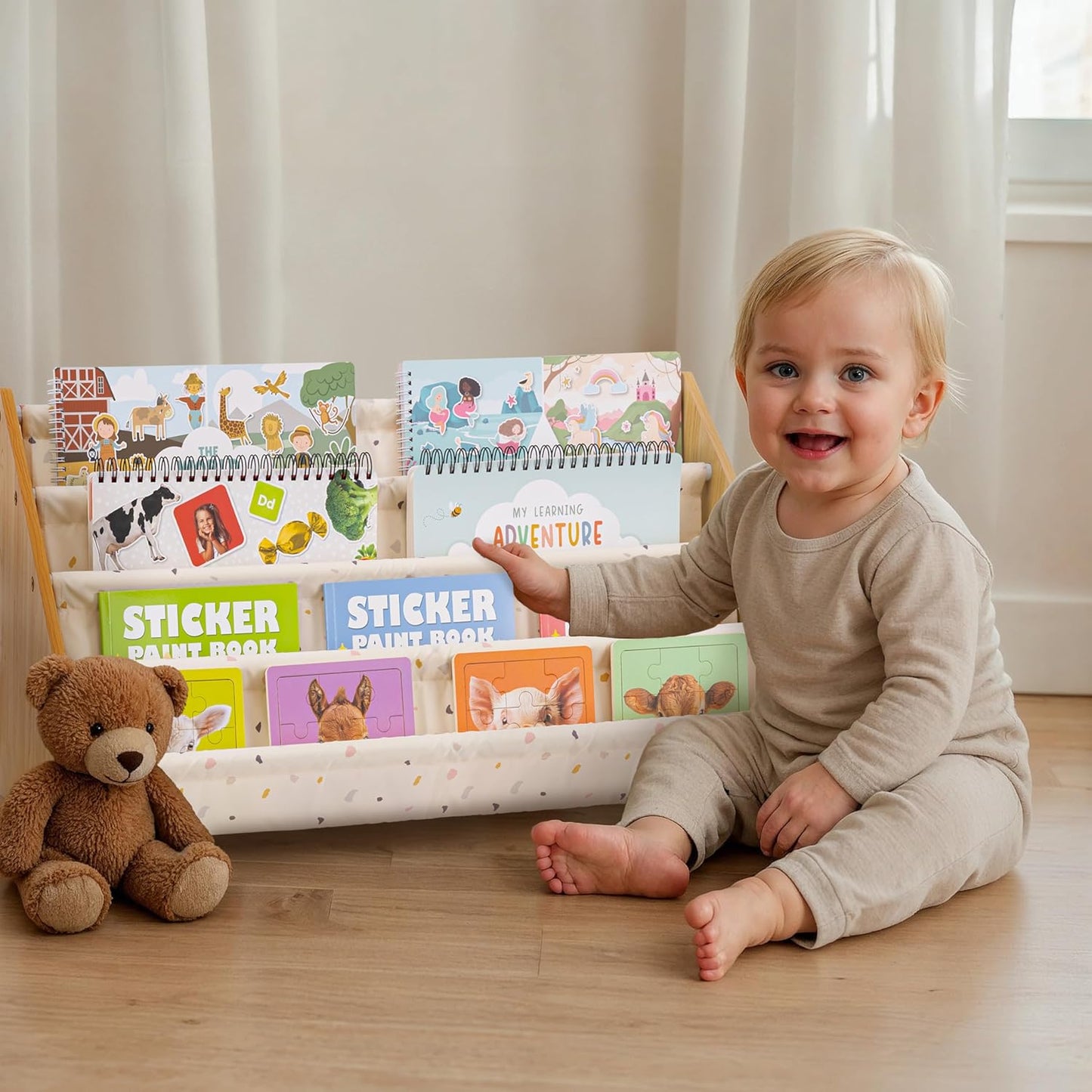 ZICOTO Decorative Wooden Bookshelf for Kids Rooms - Fun & Neat