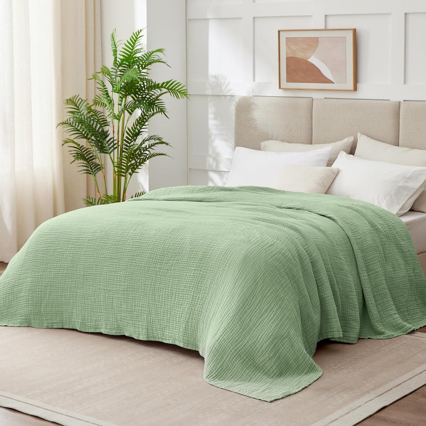 100% Cotton Muslin Blanket Queen Size for All Seasons Comfort